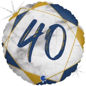 Blue Marble Mate 40th Birthday Foil Balloon 18"