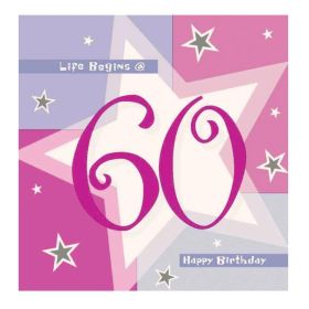 16 Pink Shimmer 60th Birthday Napkins