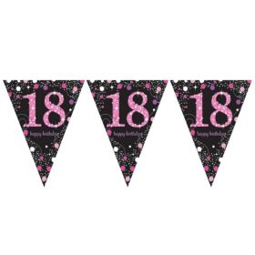 Pink Sparkling Celebration 18th Birthday Flag Banner 4m