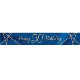 Navy & Gold Geode Party Age 50 Foil Banner 2.74m