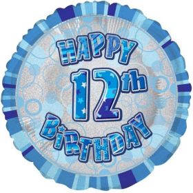 Blue Glitz Age 12 Foil Balloon 18"