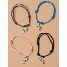 Coloured Corded Bracelet with Horse Silver Charm