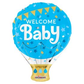 Welcome Baby Boy Hot Air Foil Balloon 18"