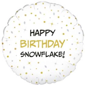 Happy Birthday Snowflake Foil Balloon 18"