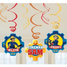 6 Fireman Sam Swirl Decorations