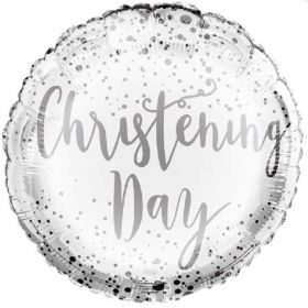 Silver Sparkle Christening Day Foil Balloon 18"