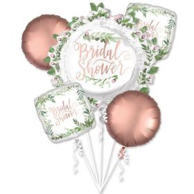 Love & Leaves Bridal Shower Satin Foil Balloon Bouquet, pk5