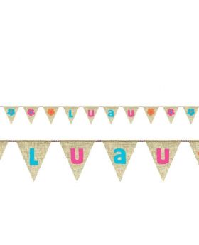 Hawaiian Natural Burlap Luau Banner