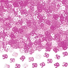 50th Birthday Pink Shimmer Metallic Confetti