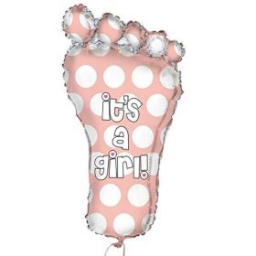 Baby Footprint It's a Girl Giant Foil Balloon 31"