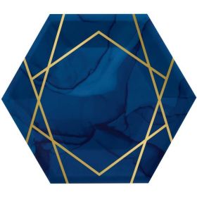 Navy & Gold Geode Party Plates 21cm, pk8