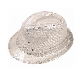 Silver Sequin Gangster Hat