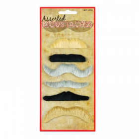 6 Assorted Colour Moustaches