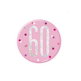 Glitz Pink Age 60 Badge 7.5cm