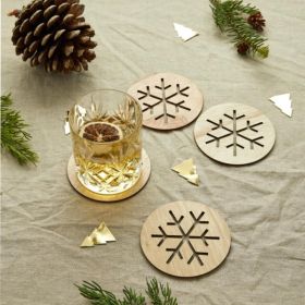 Wooden Snowflake Coasters, pk4