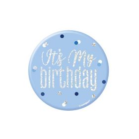 Glitz Blue Happy Birthday Badge 7.5cm