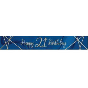 Navy & Gold Geode Party Age 21 Foil Banner 2.74m