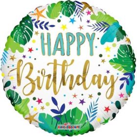 Tropical Happy Birthday Foil Balloon 18"