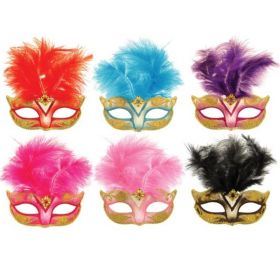 Glitter Eye Mask with Feathers