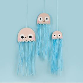 Jellyfish Haning Decorations with Tissue Tassels, pk3