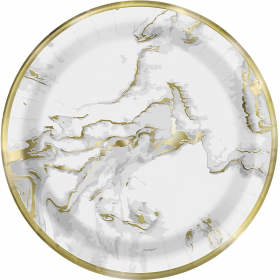 Gold Foil Marble Plates 23cm, pk8