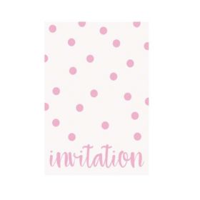 Pastel Pink Dots Party Invitations, pk8