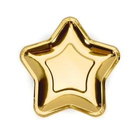 Gold Star Shaped Plates 18cm, pk6