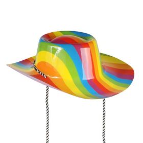 Rainbow Plastic Cowboy Hat