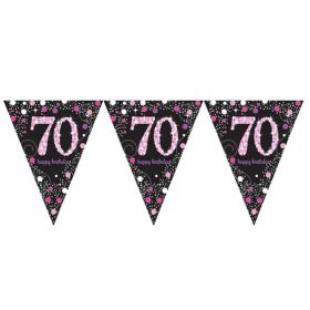 Pink Sparkling Celebration 70th Birthday Flag Banner 4m