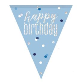 Glitz Blue Happy Birthday Flag Banner 2.74m