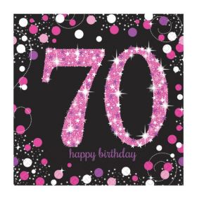 Pink Sparkling Celebration 70th Birthday Luncheon Napkins 33cm x 33cm, pk16