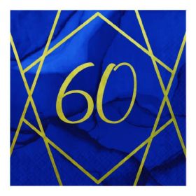 Navy & Gold Geode Party Age 60 Napkins 33cm x 33cm, pk16