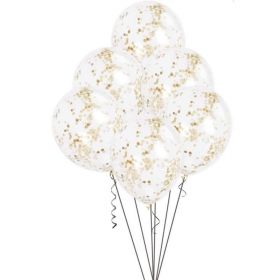 Clear Balloons with Gold Confetti 12''