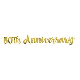 Gold Script "50th Anniversary" Banner 1.5m