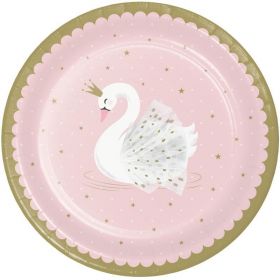 Swan Party Dinner Plates 23cm, pk8