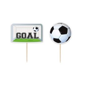 3D Soccer Party Cake Toppers, pk6