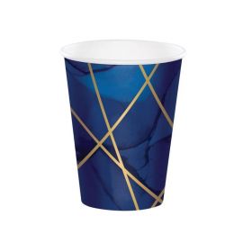 Navy & Gold Geode Party Cups 354ml, pk8