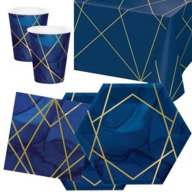 Decorations & Balloons Navy Blue and Gold 18th Geode Party Supplies Tableware