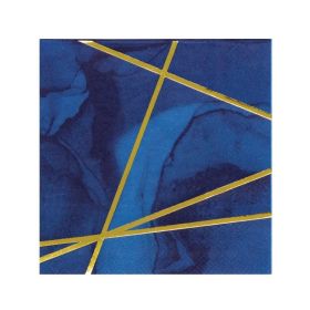 Navy & Gold Geode Party Cocktail Napkins 25cm x 25cm, pk16