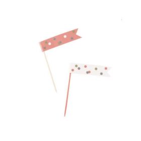 Glitz Rose Gold Flag Picks, pk6