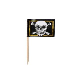Black & Gold Pirate Flag Picks 7cm, pk24