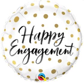 Happy Engagement Gold Dots Foil Balloon 18"
