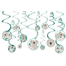 Koala Party Swirl Decorations, pk12