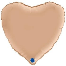Satin Nude Luxury Heart Foil Balloon 18"