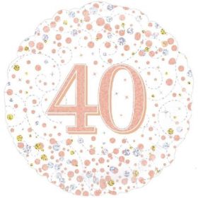 Rose Gold Sparkling Dots 40th Birthday Foil Balloon