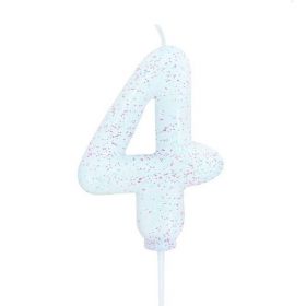 Age 4 Glitter Numeral Moulded Pick Candle Iridescent