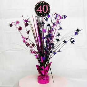 Pink Sparkling Celebration 40th Birthday Spray Centrepieces 33cm