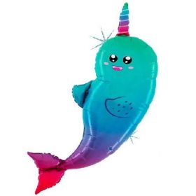 Narwhal Supershape Foil Glitter Balloon 48"