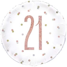 Glitz Rose Gold Age 21 Foil Balloon 18"