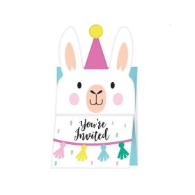 Llama Pastel Party Invitations, pk8